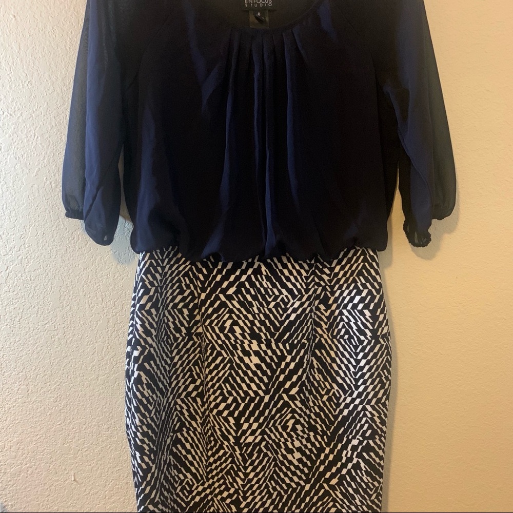 Pencil skirt dress with flowy top